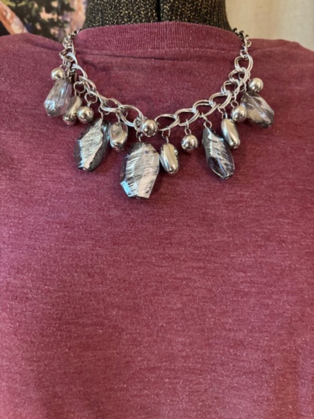 Paparazzi Looking Glass Glamorous Silver Necklace W/Matching Earrings
